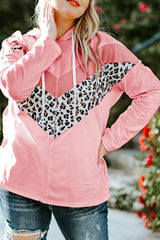 Pink Plus Size Taupe Chevron Hooded Top