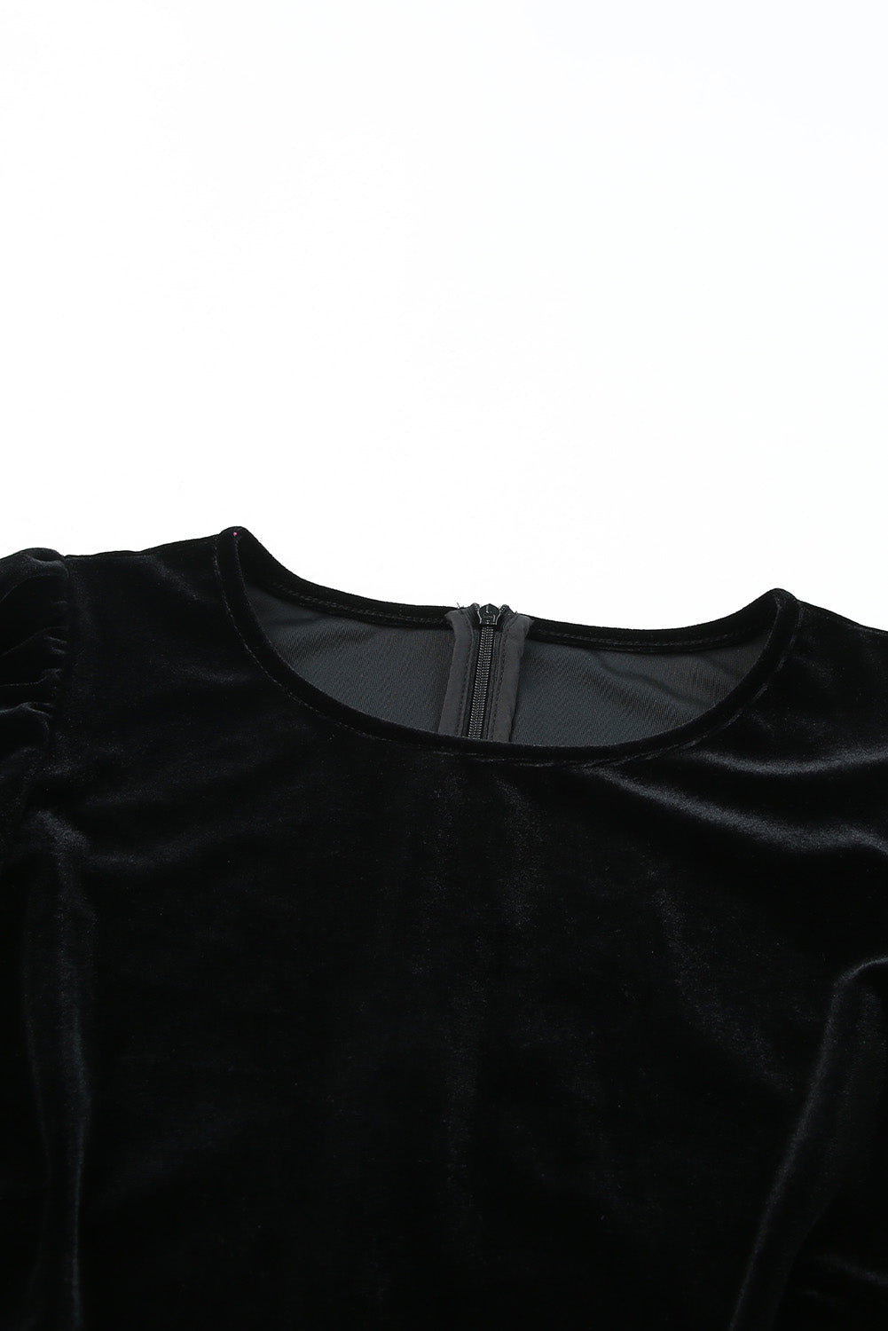 Black Round Neck Bubble Short Sleeve Dress