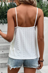 White Lace Eyelet Spaghetti Strap Tank Top