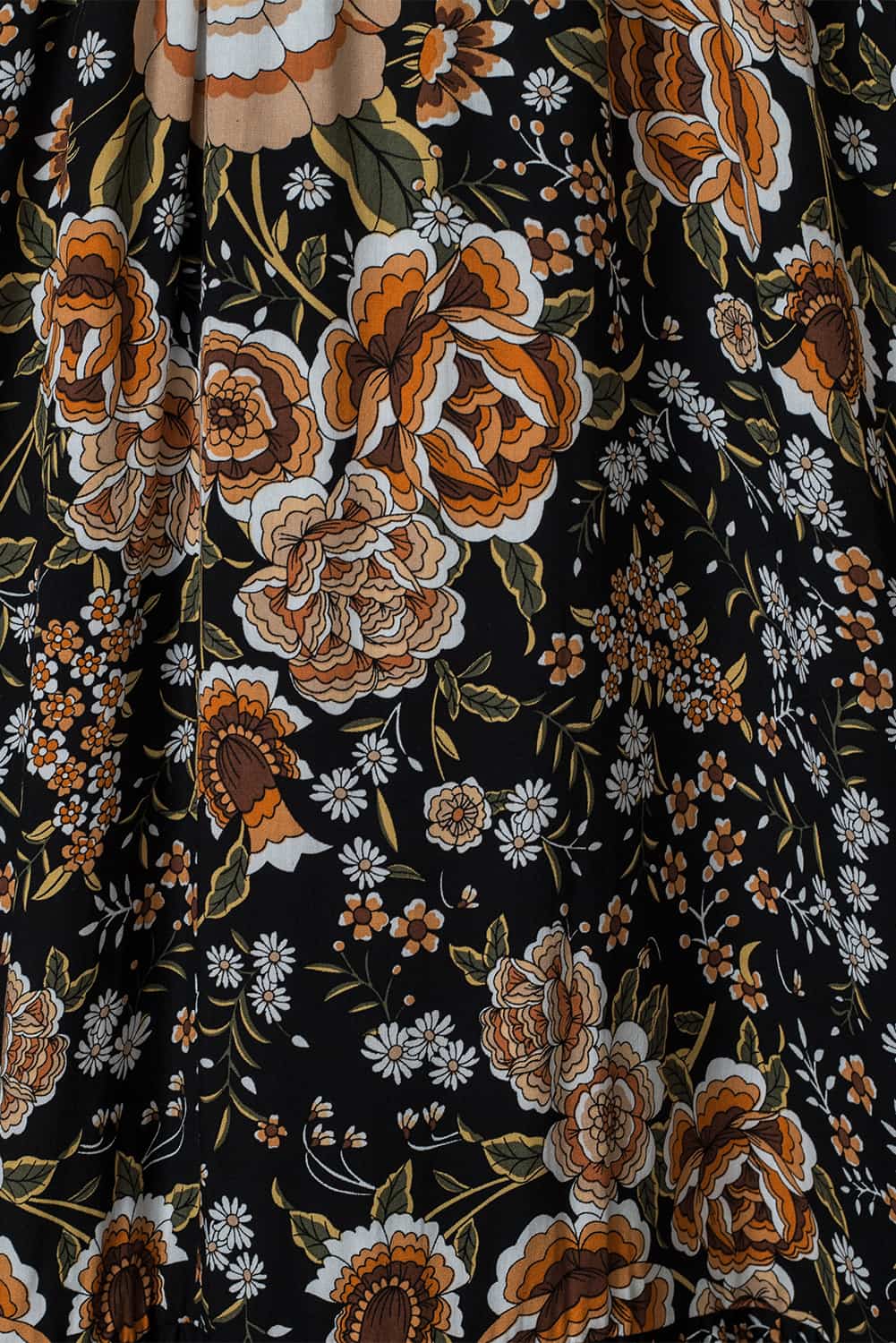 Black Retro Boho Floral Tassel Tie Maxi Dress