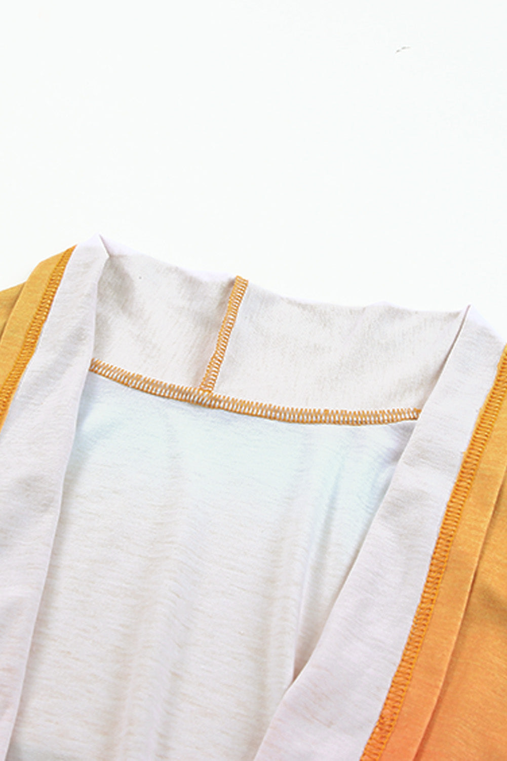 Yellow Gradient Tie-dye Open Front Mid-length Cardigan