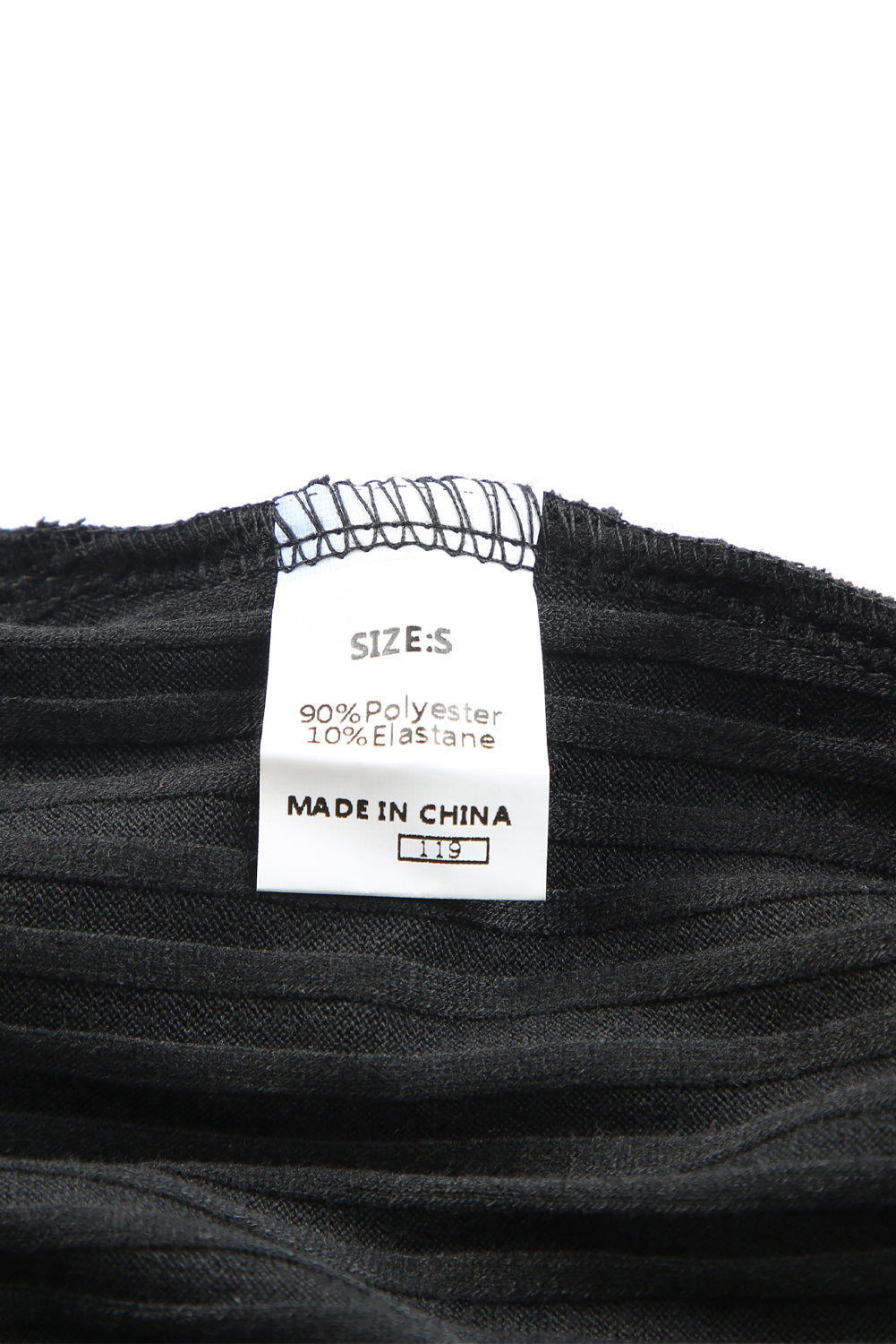 Black Contrast Neckline Ribbed Knit Henley Top