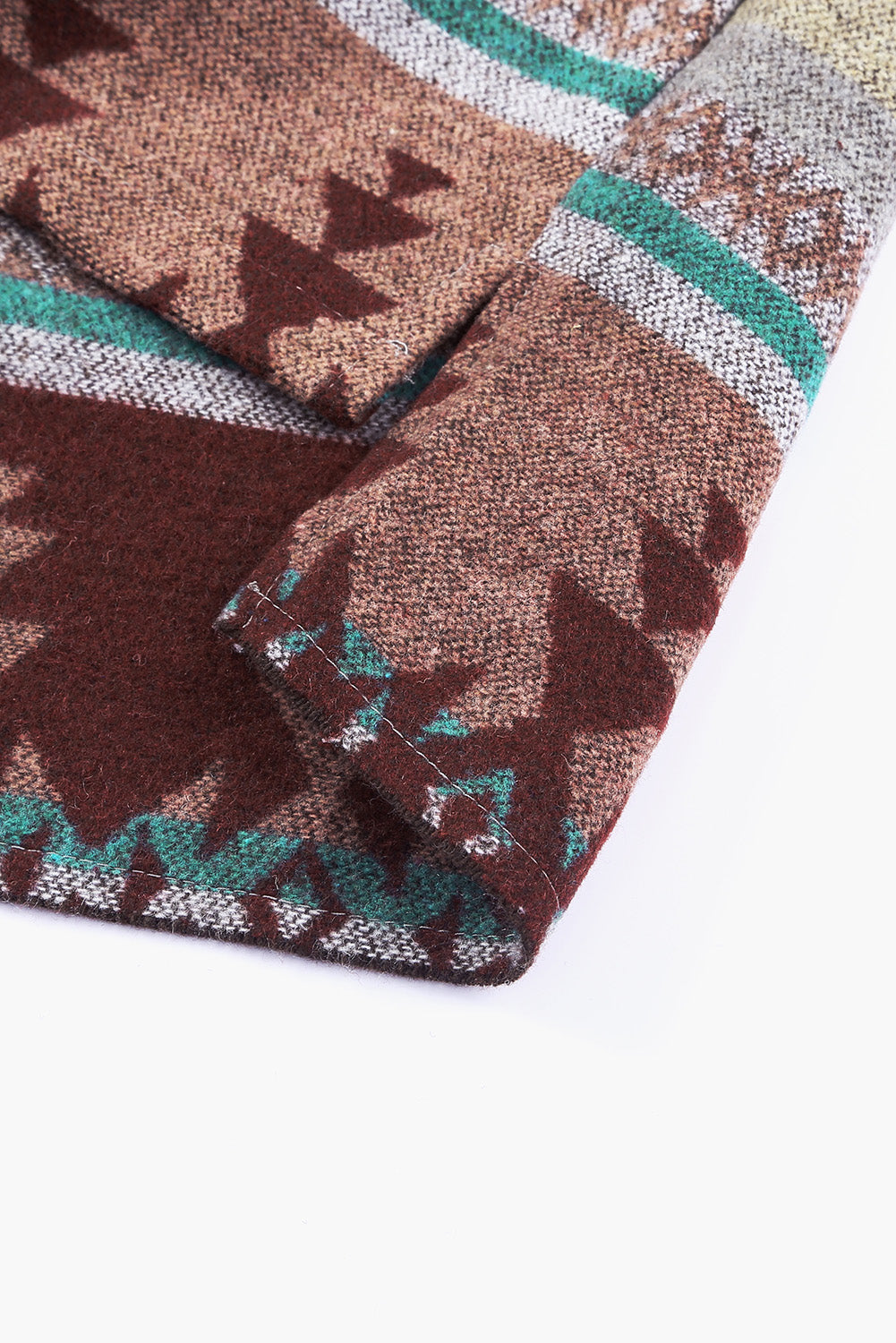 Vintage Aztec Print Lapel Pocket Button Up Jacket