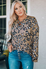 Leopard Crisscross V Neck Leopard Long Sleeve Tops