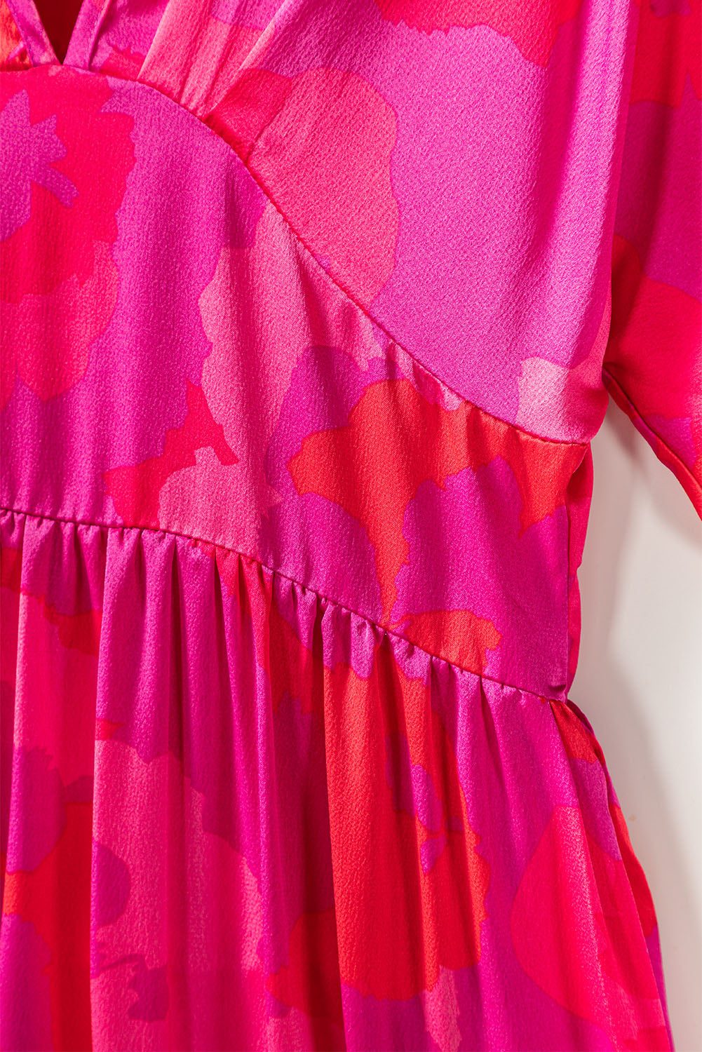 Rose Abstract Floral Print V Neck Dolman Maxi Dress