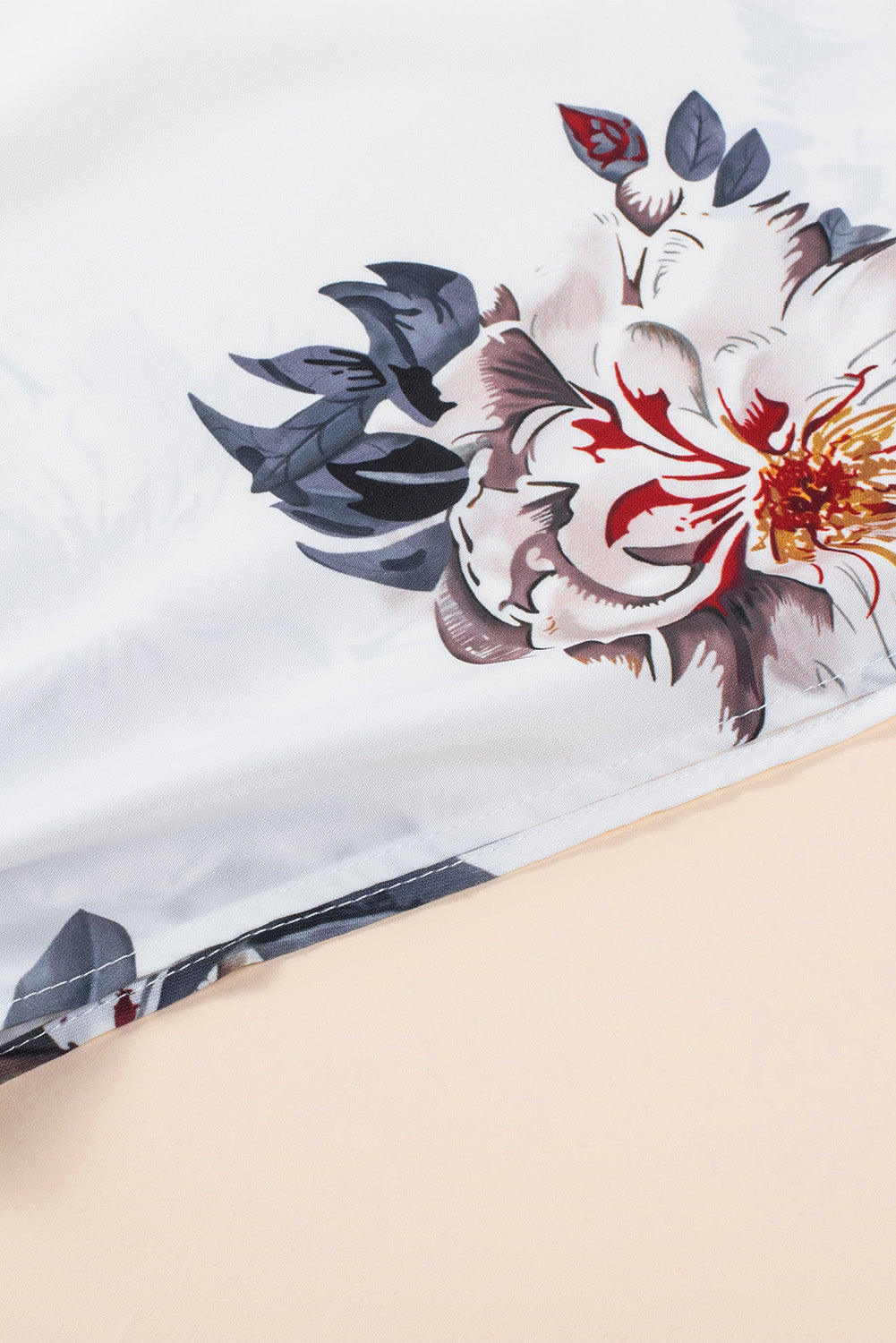 White Floral Print Summer Kimono