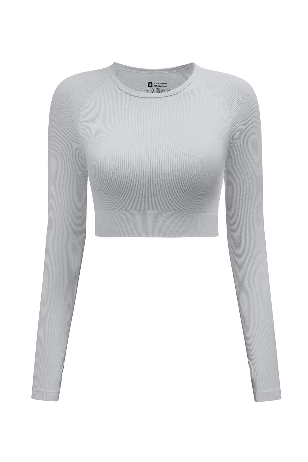 Gray Long Sleeve Seamless Crop Smoke