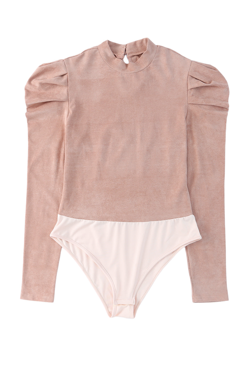 Brown Puff Sleeve Suede Bodysuit