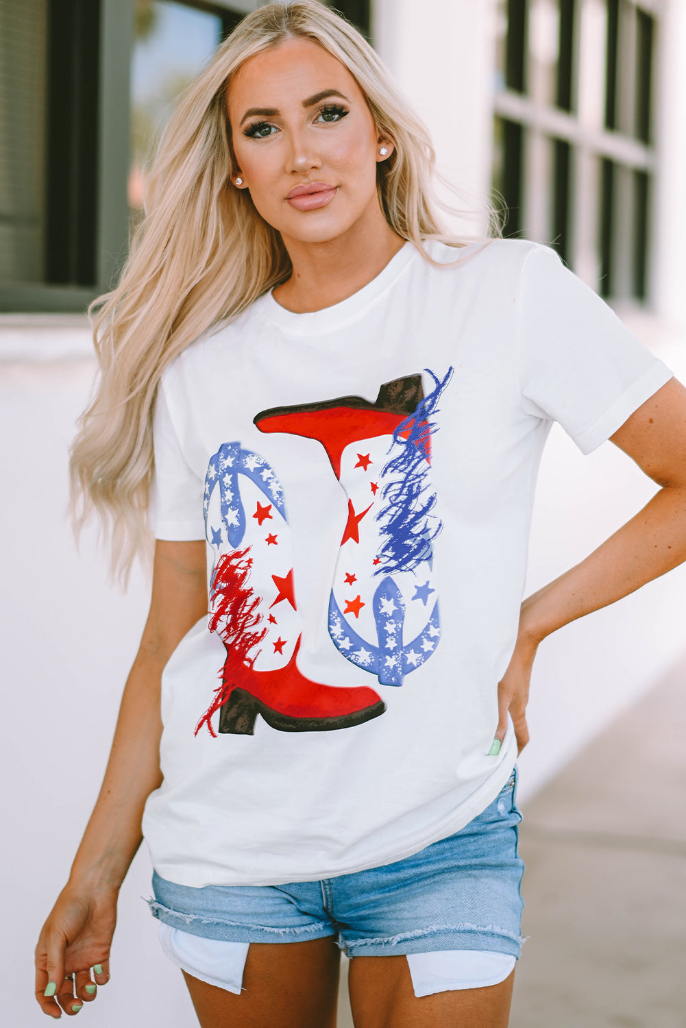 White American Flag Boots Graphic Tee