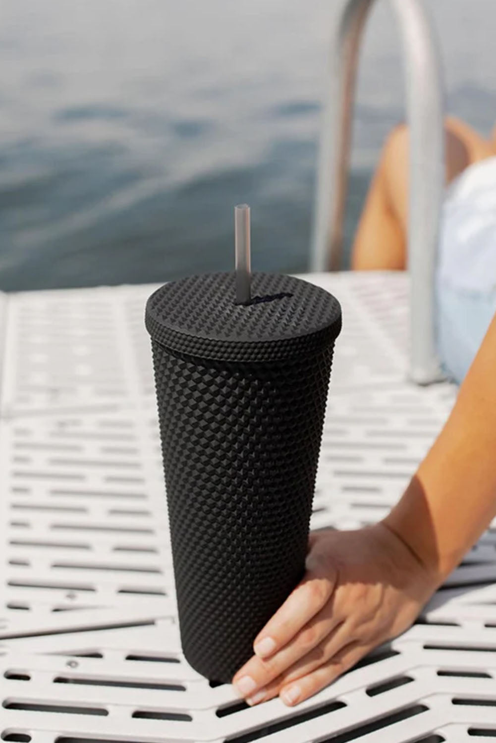 Pink Reusable Matte Plastic Tumbler Cup