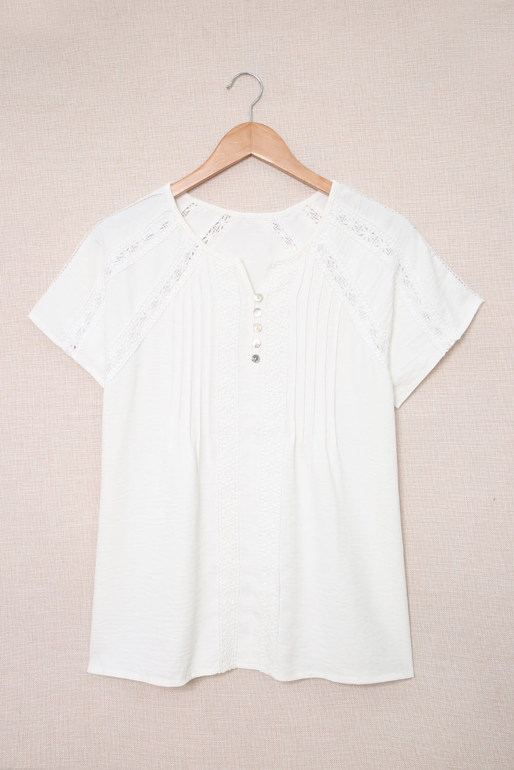 White Crochet Eyelet Short Sleeves Top