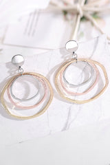 Silver 3-color Concentric Rings Dangle Earrings