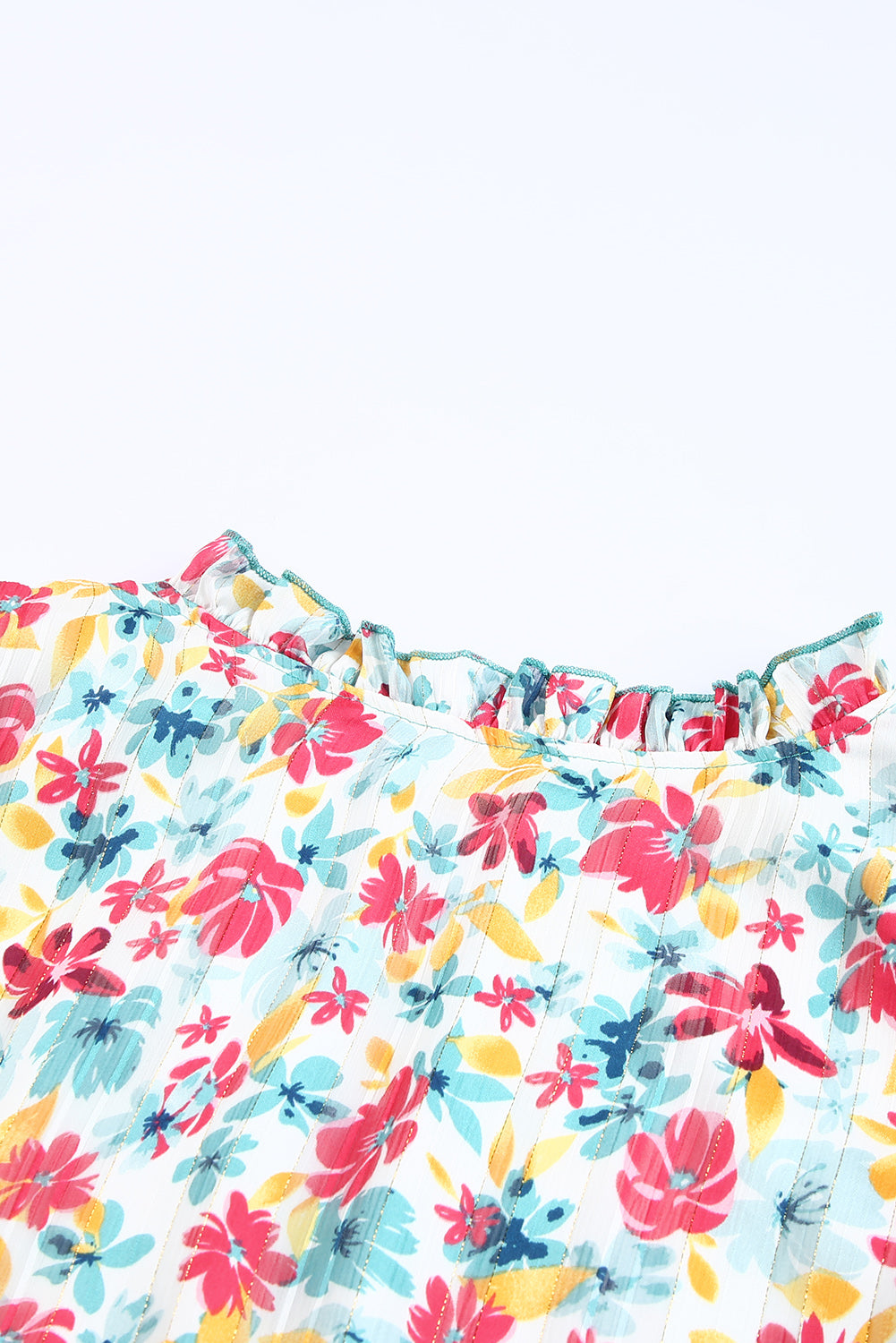 Green Ruffled Lace V Neck Floral Dress