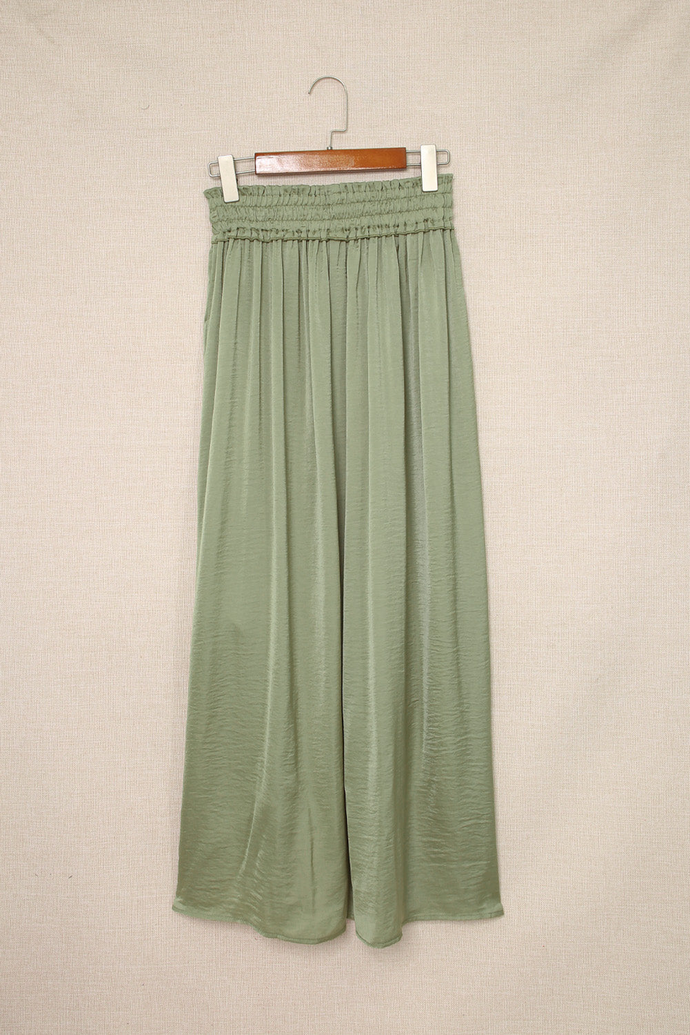 Green Adjustable Drawstring Smocked Waist Maxi Skirt