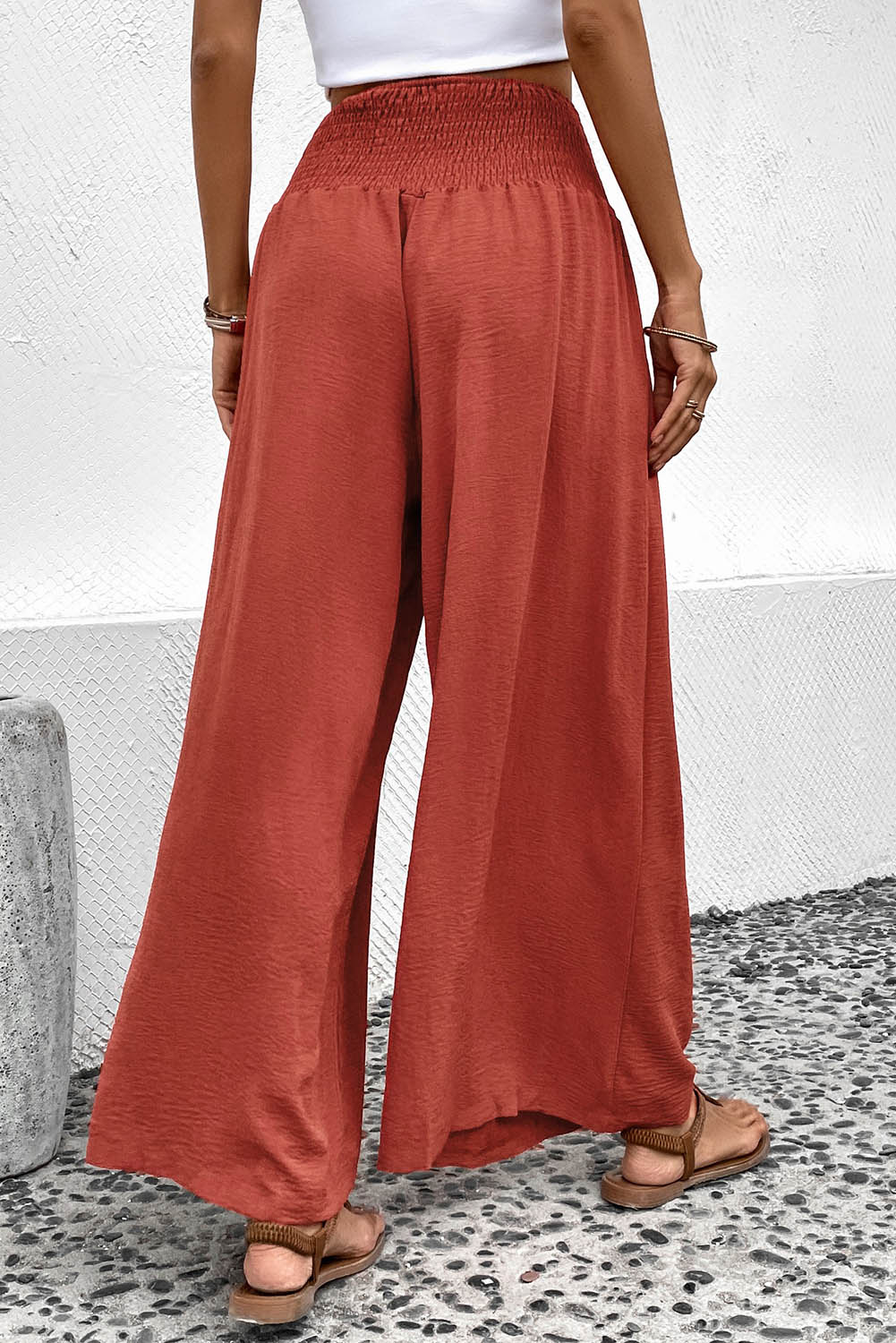 Black Waistband High Waist Wide Leg Pants