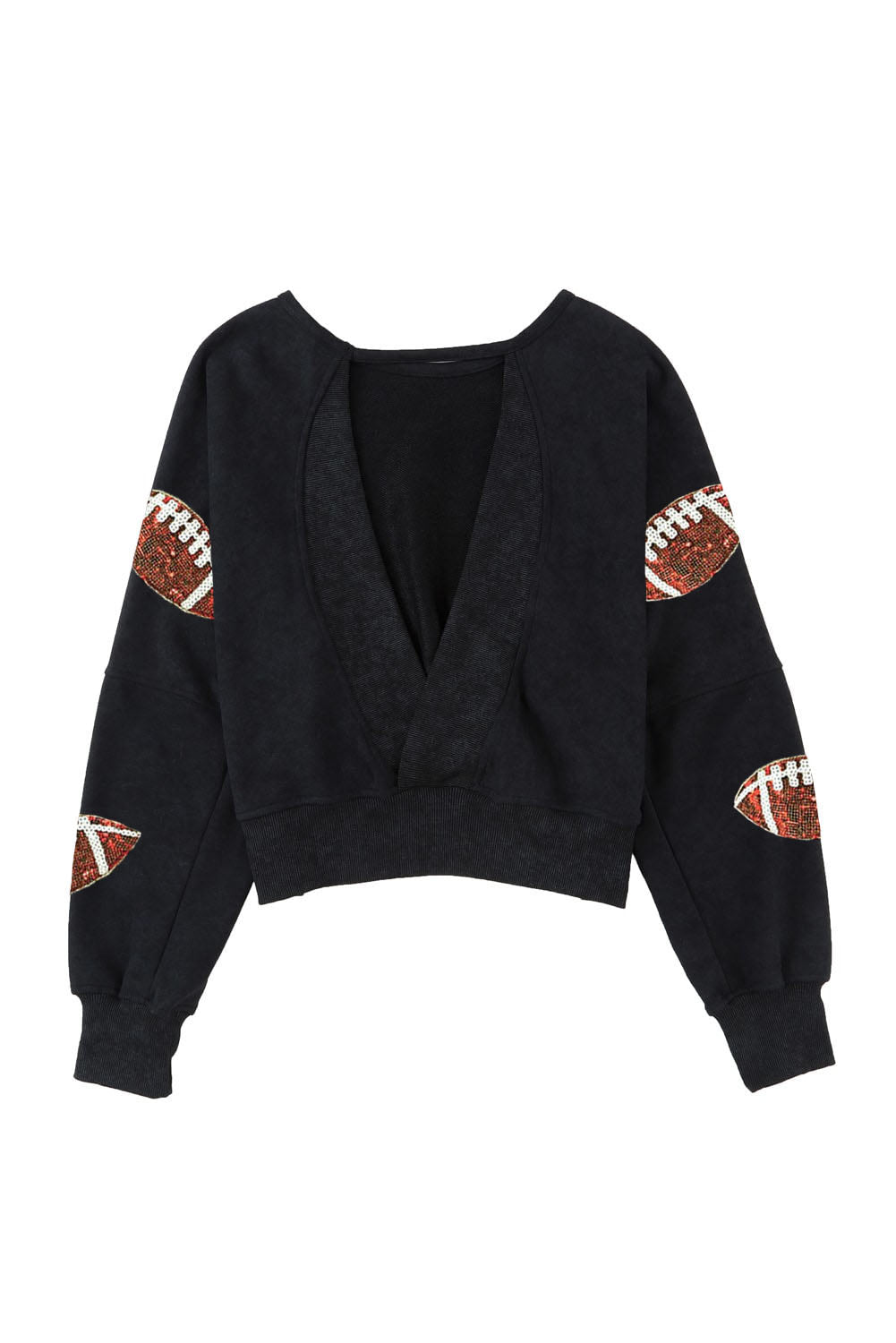 Red Sequined Rugby Graphic Drop Shoulder Sweatshirt