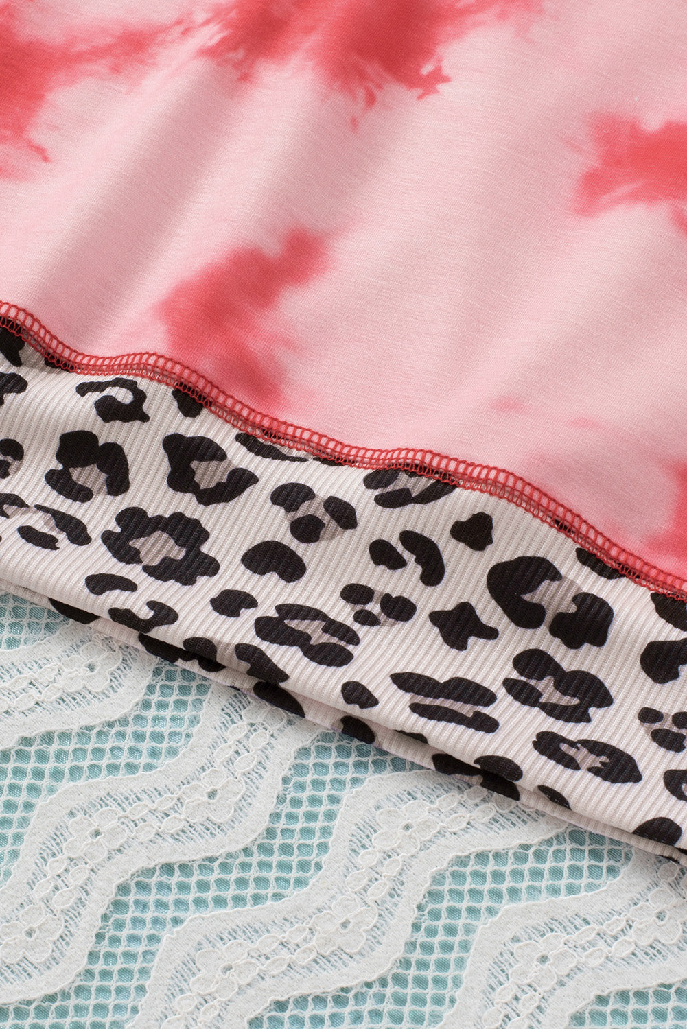 Leopard Patchwork Tie Dye Print Long Sleeve Sweatshirt