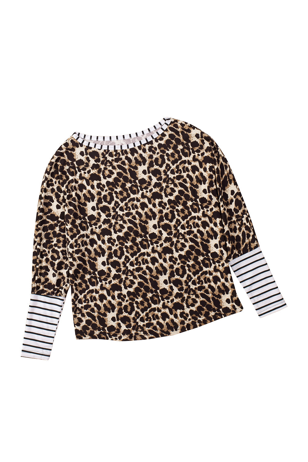 Leopard Striped Patchwork Long Sleeve Top