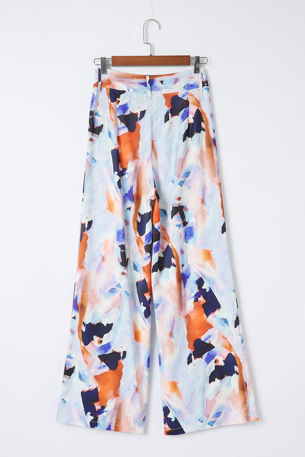 Multicolor Abstract Print High Waist Wide Leg Pants