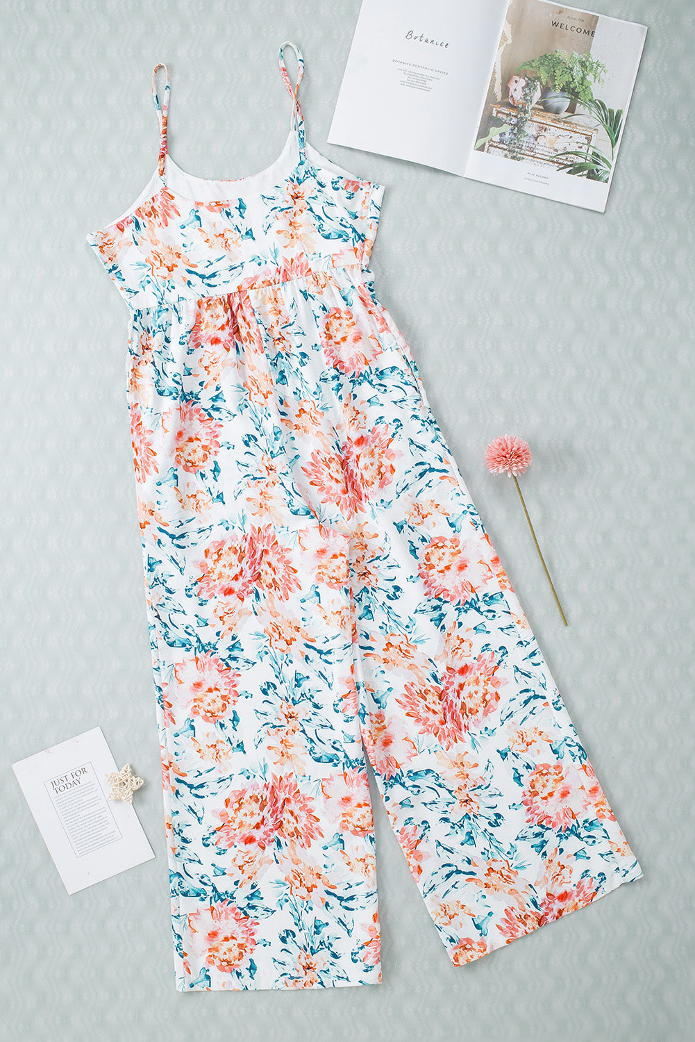 White Floral Patchwork Ribbed Maxi Dress with Pockets