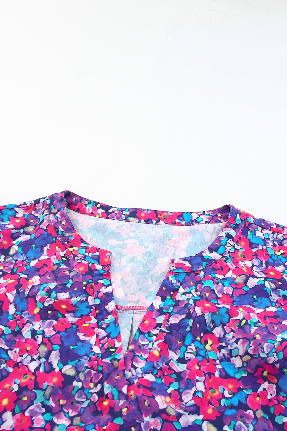 Purple Plus Size Floral Print Ruffle Sleeve Blouse