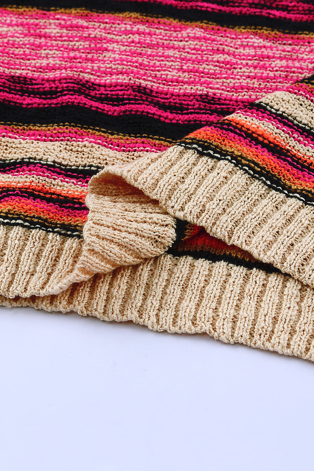 Striped Colorblock Drop Shoulder Knit Sweater