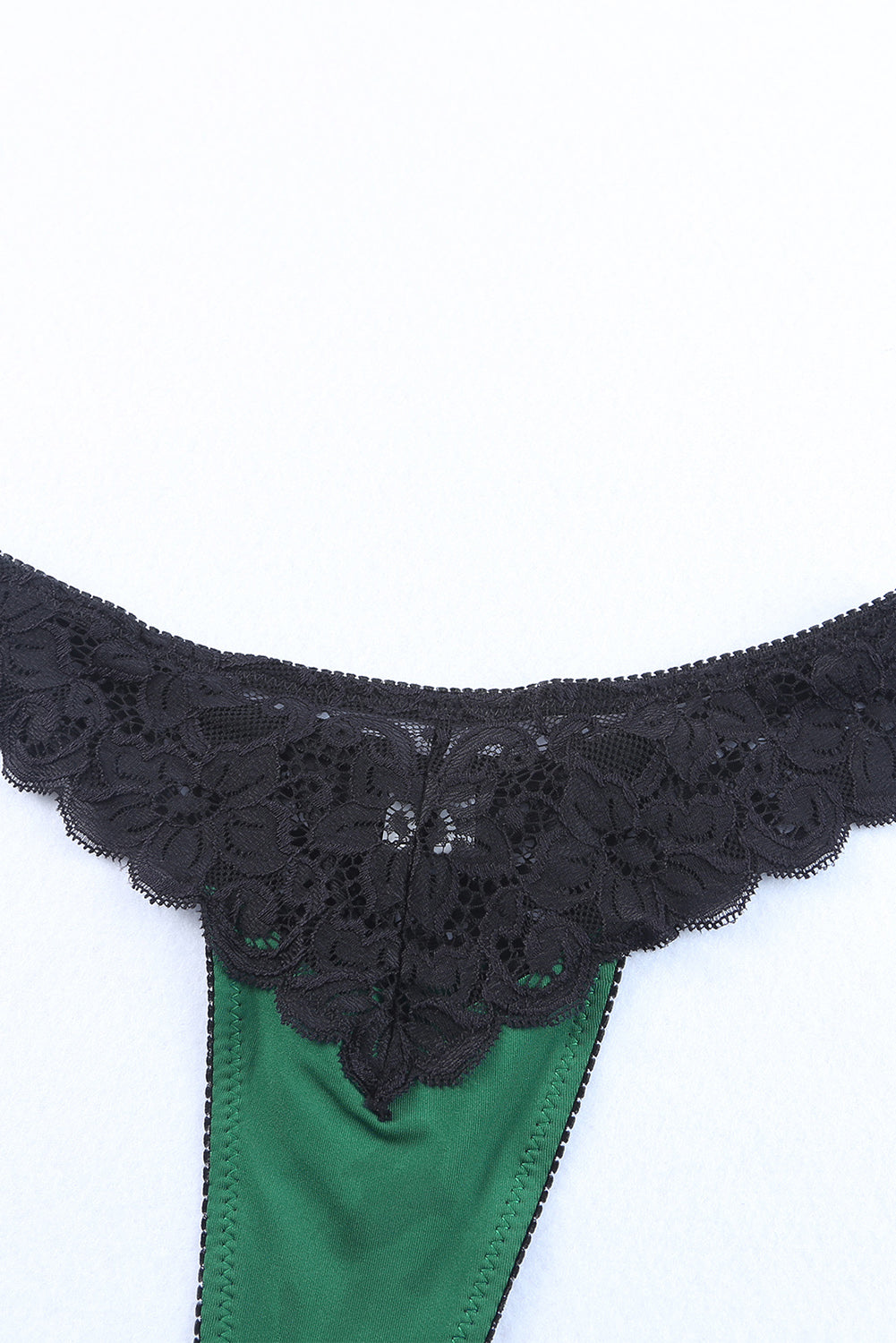 Black Lace Crochet Adjustable High Waist Lingerie Set