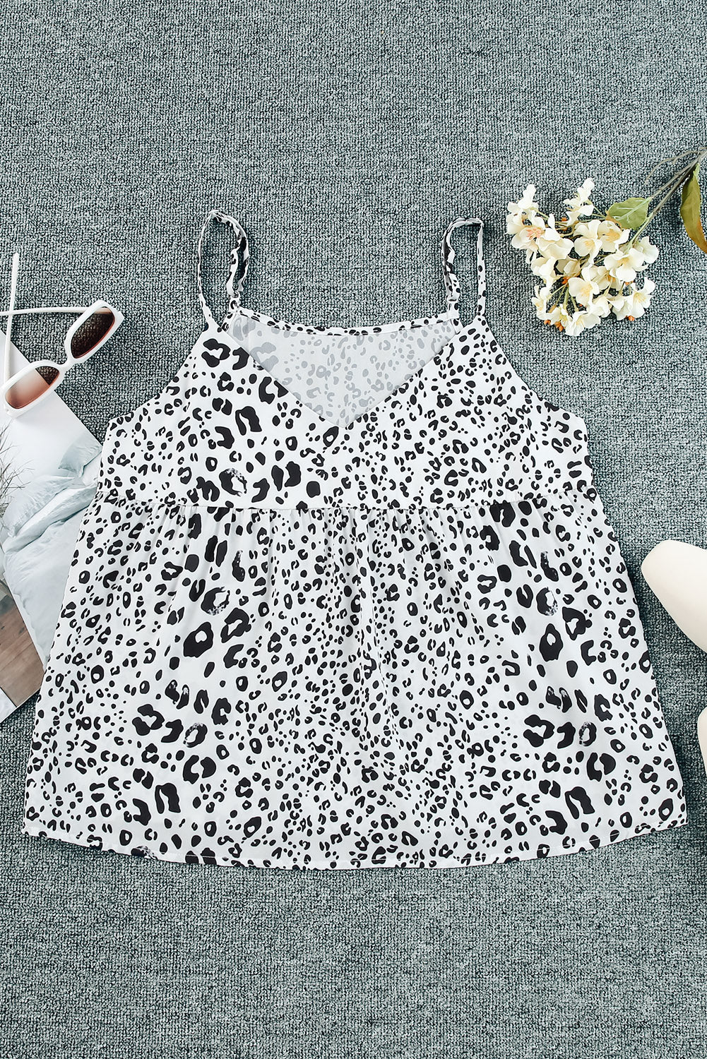 Leopard Spotted Spaghetti Straps Tank Top