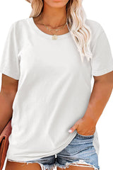 White Plus Size Crew Neck T Shirt