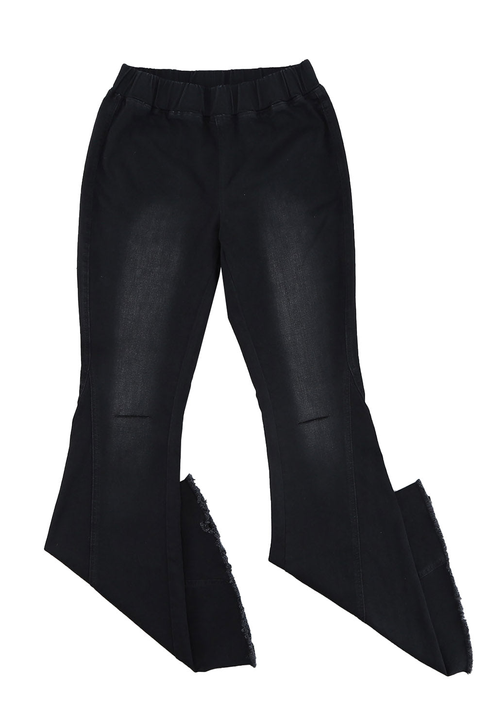 Black Distressed Bell Bottom Denim Pants