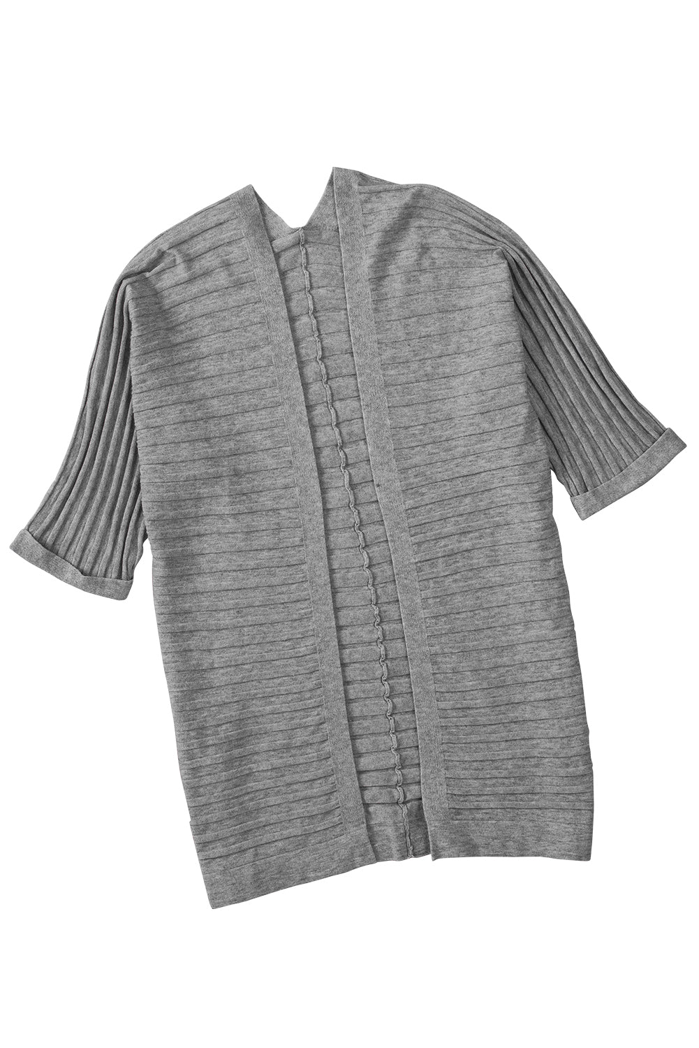 Red Ribbed Open Front Knit Cardigan