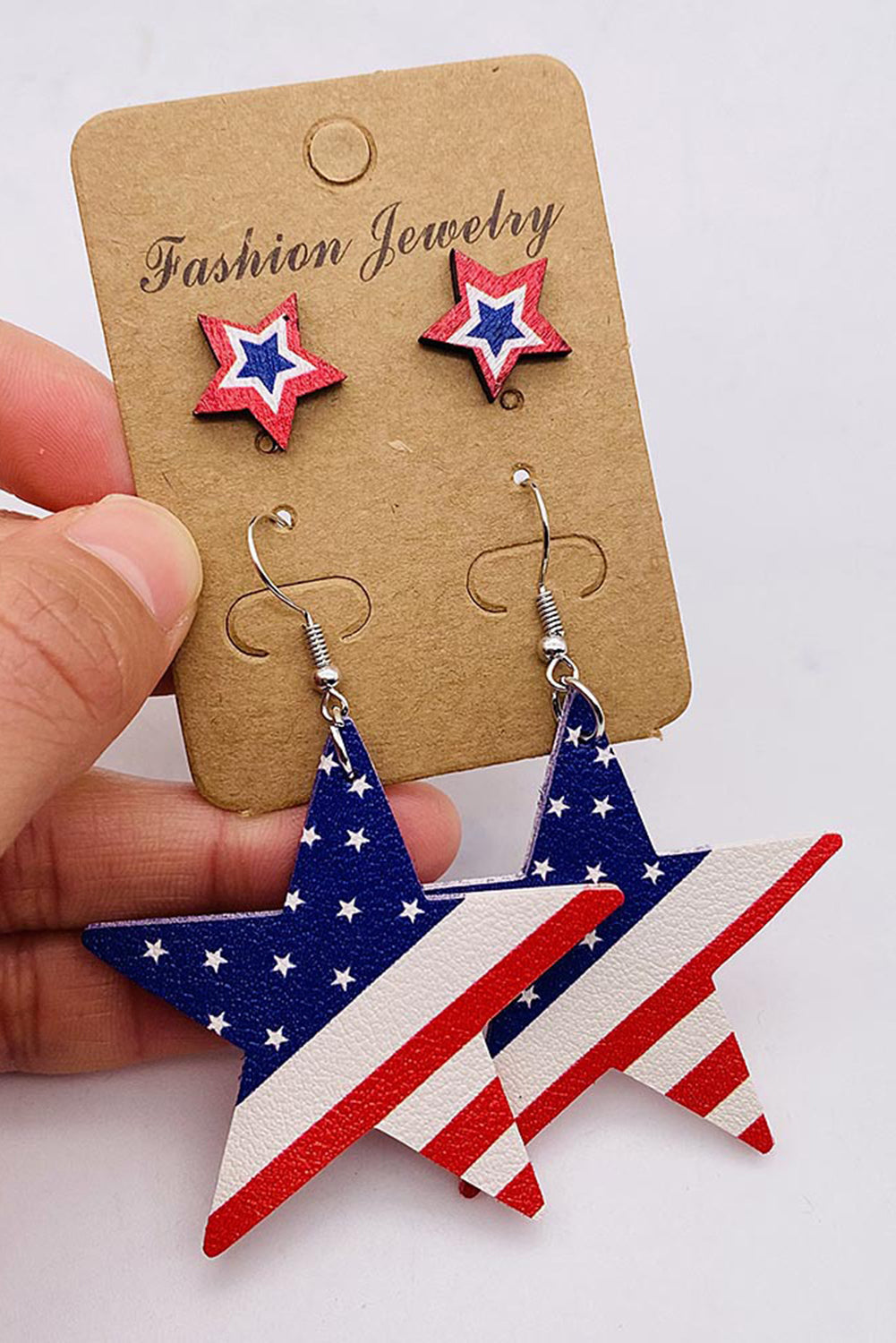 Blue Independence Day Star Shaped 4pcs Earrings Set