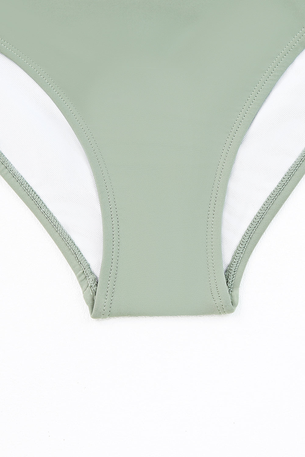 Green Color Block Open Back High Waist Bikini Swimwear