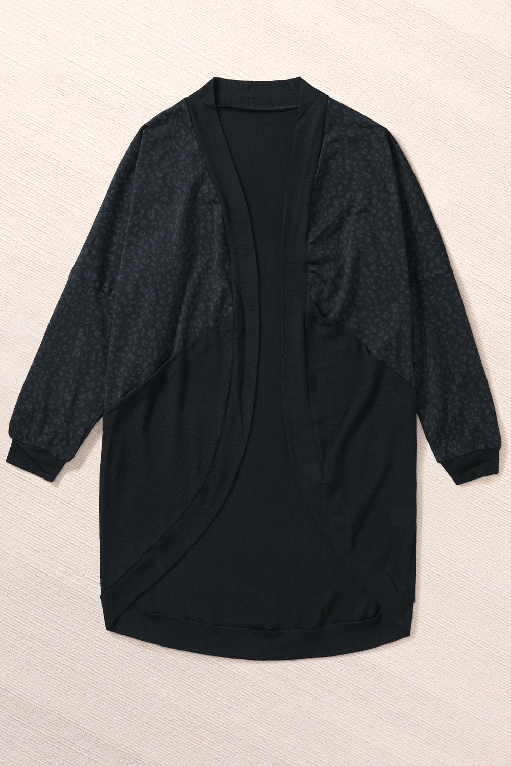 Black Leopard Parchwork Open Front Cardigan