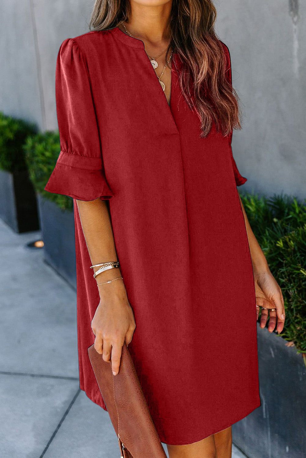 Black Ruffled Sleeve Shift Dress