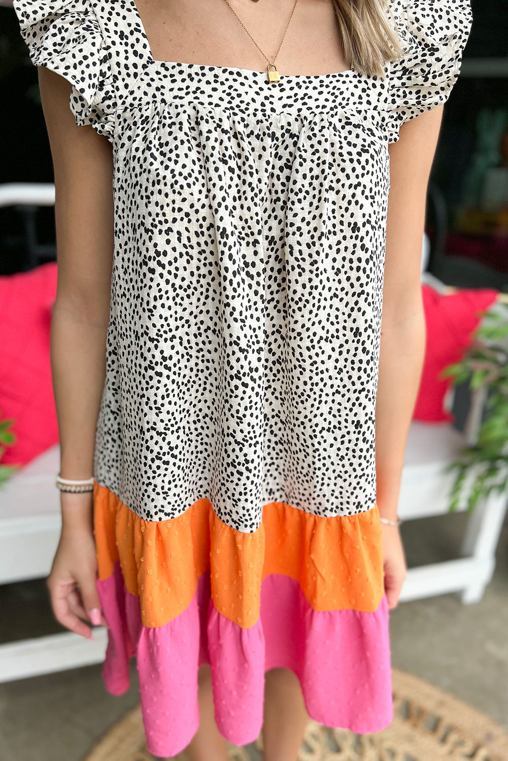 Pink Leopard Print Round Neck Tank Top