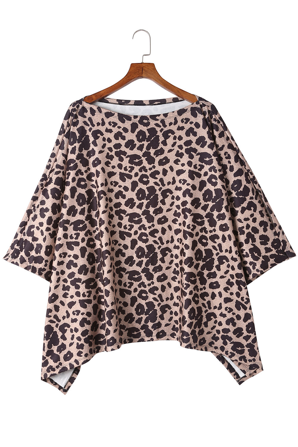 Leopard Print Loose Cape Tunic Top