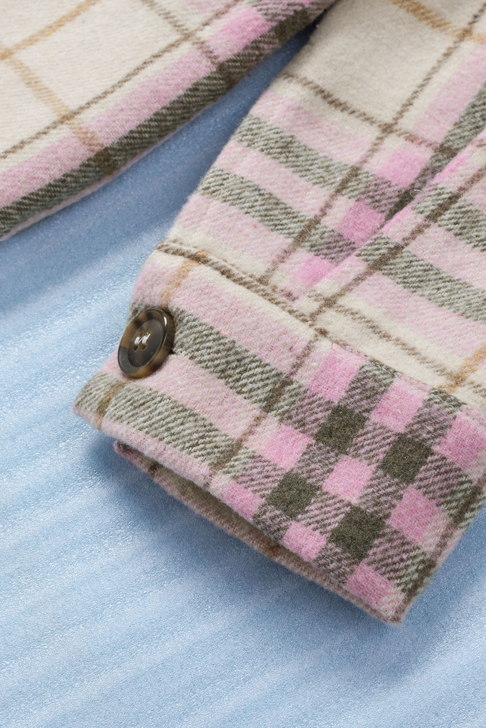 Pocketed Button-up Long Sleeve Plaid Jacket