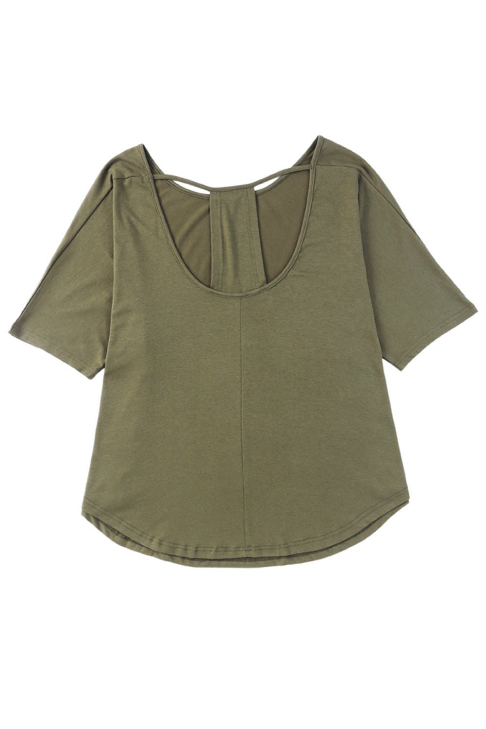 Green Plus Size Hollow-out Back Slouchy Tee