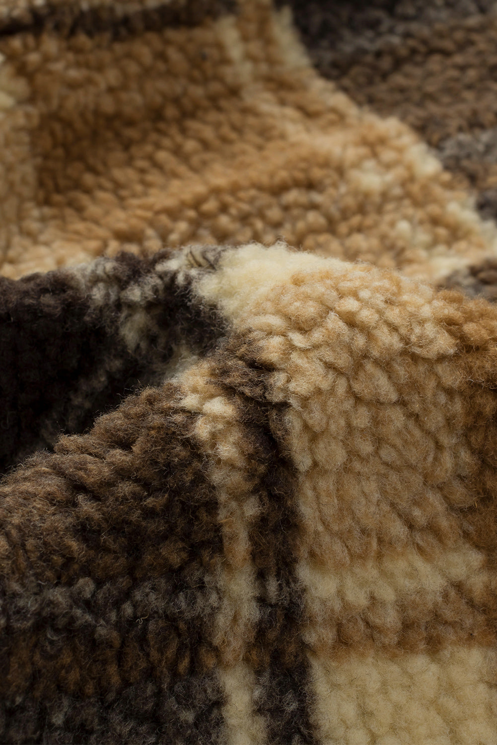 Brown Zip Collar Plaid Pattern Fleece Sweatshirt