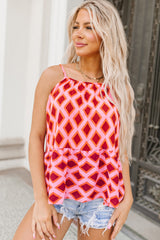 Geometric Print Spaghetti Strap Tank Top