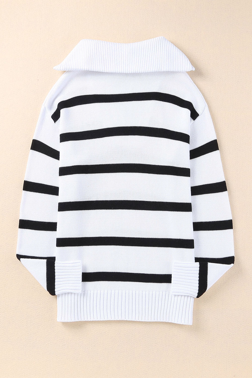 White Sailor Collar Striped Knit Pullover Sweater