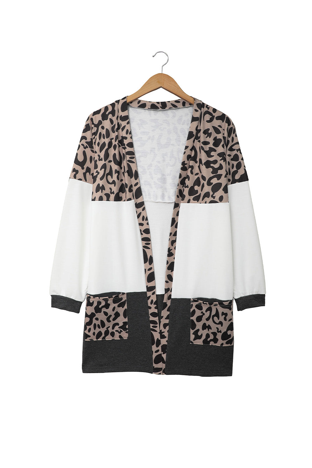 Leopard Block Cardigan with Pockets