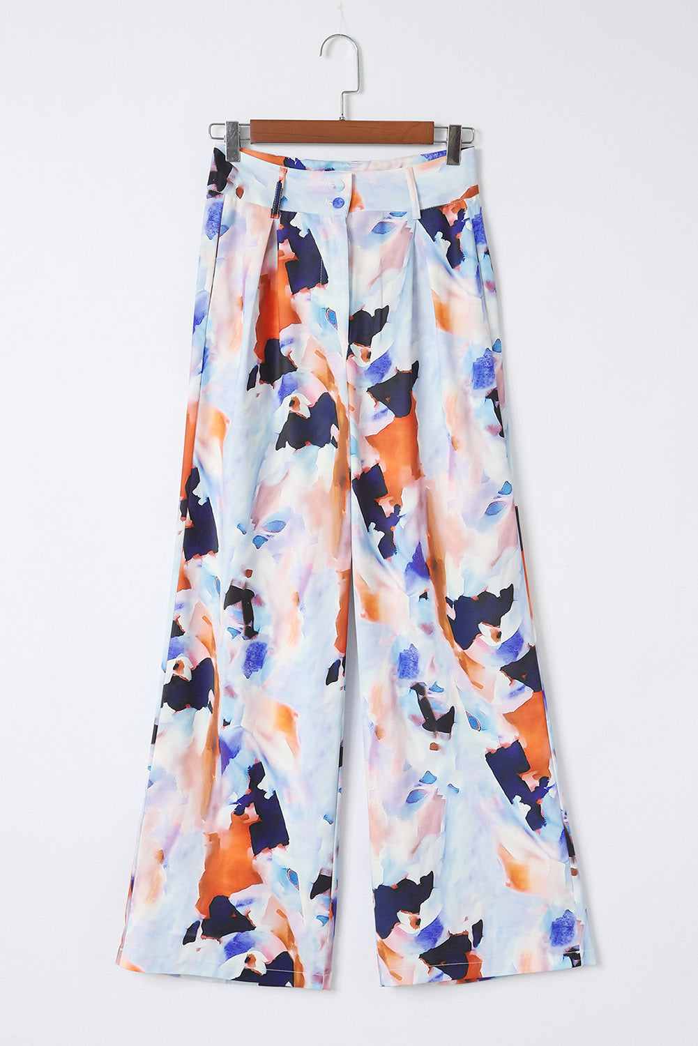 Multicolor Abstract Print High Waist Wide Leg Pants