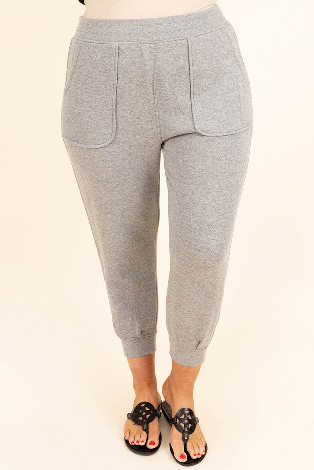 Gray High Waist Pocket Plus Size Skinny Pants