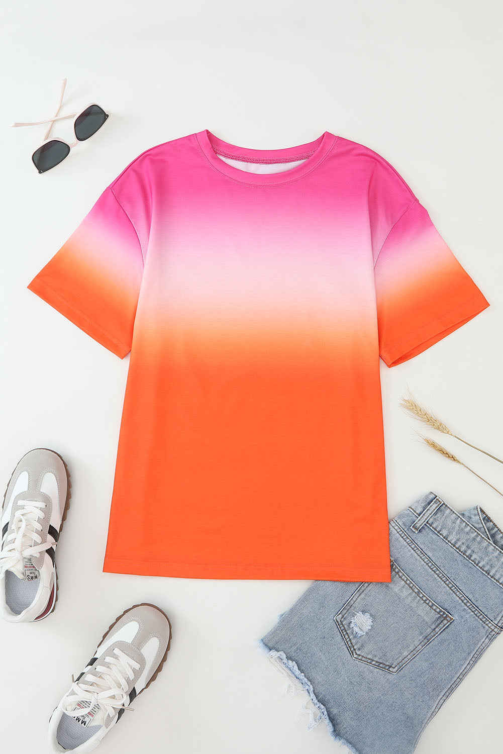 Orange Gradient Short Sleeve Round Neck T-Shirt