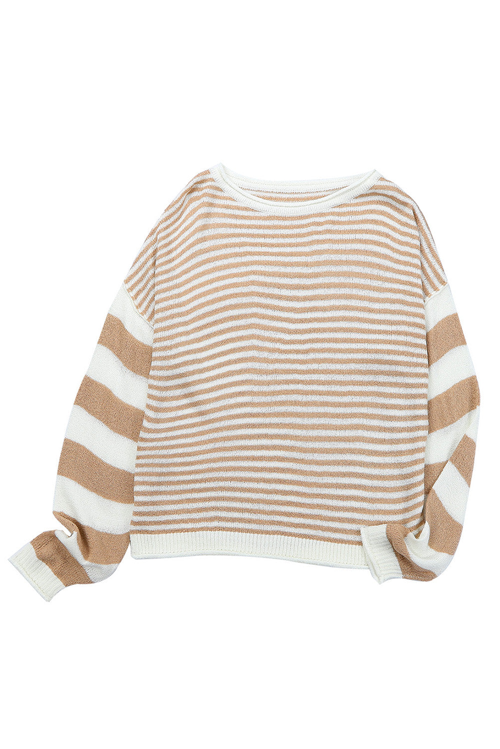Stripe Puff Sleeve Mixed Stripes Sweater