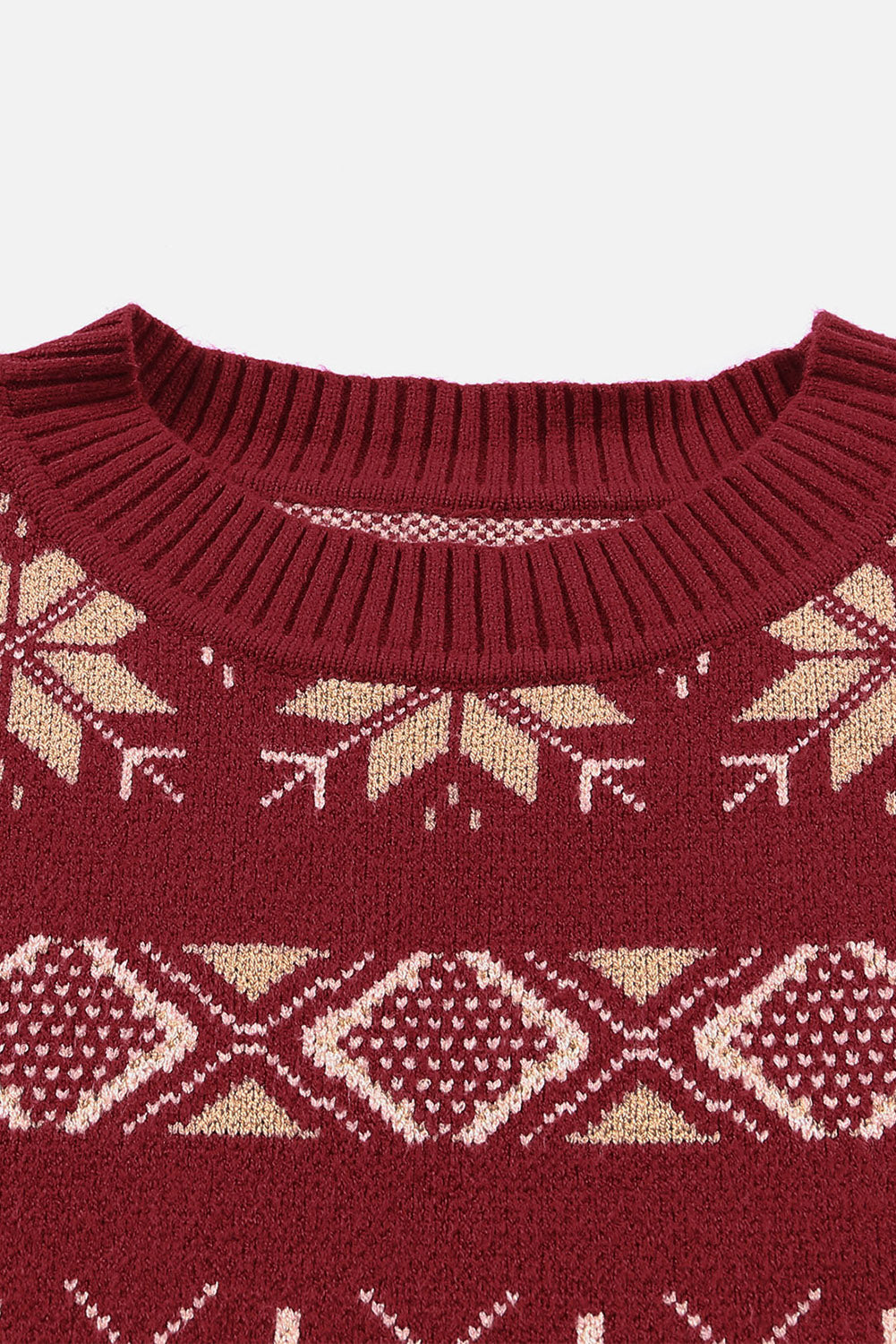 Red Christmas Snowflake Geometric Pattern Sweater