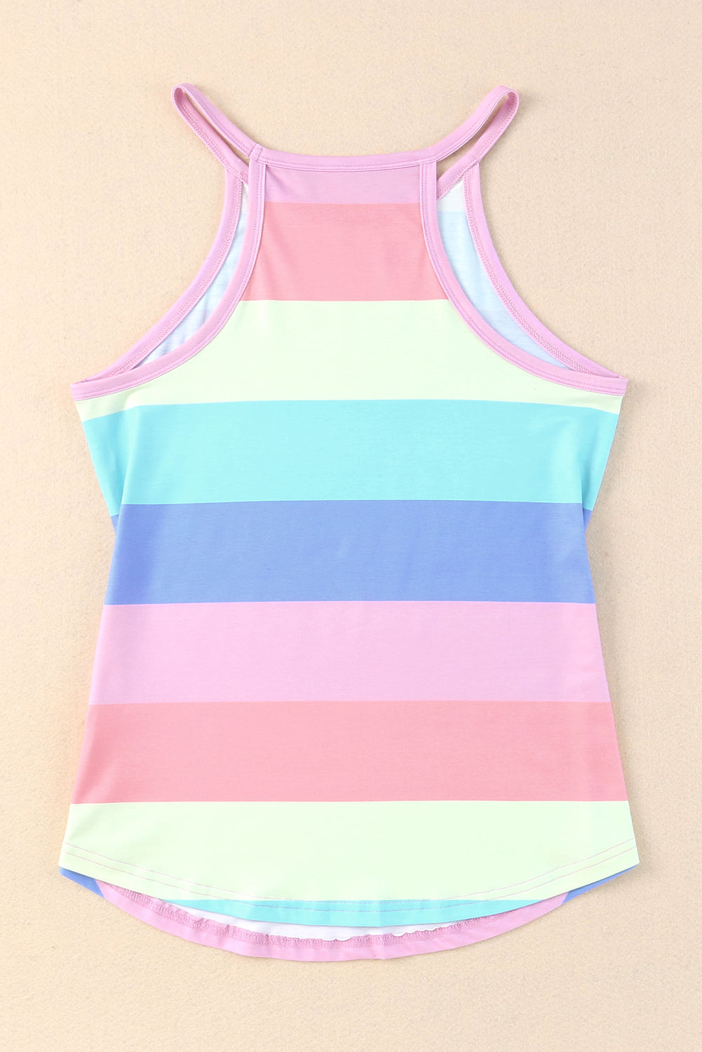 Multicolor Striped Print Tied Shoulder Flowy Tank Top