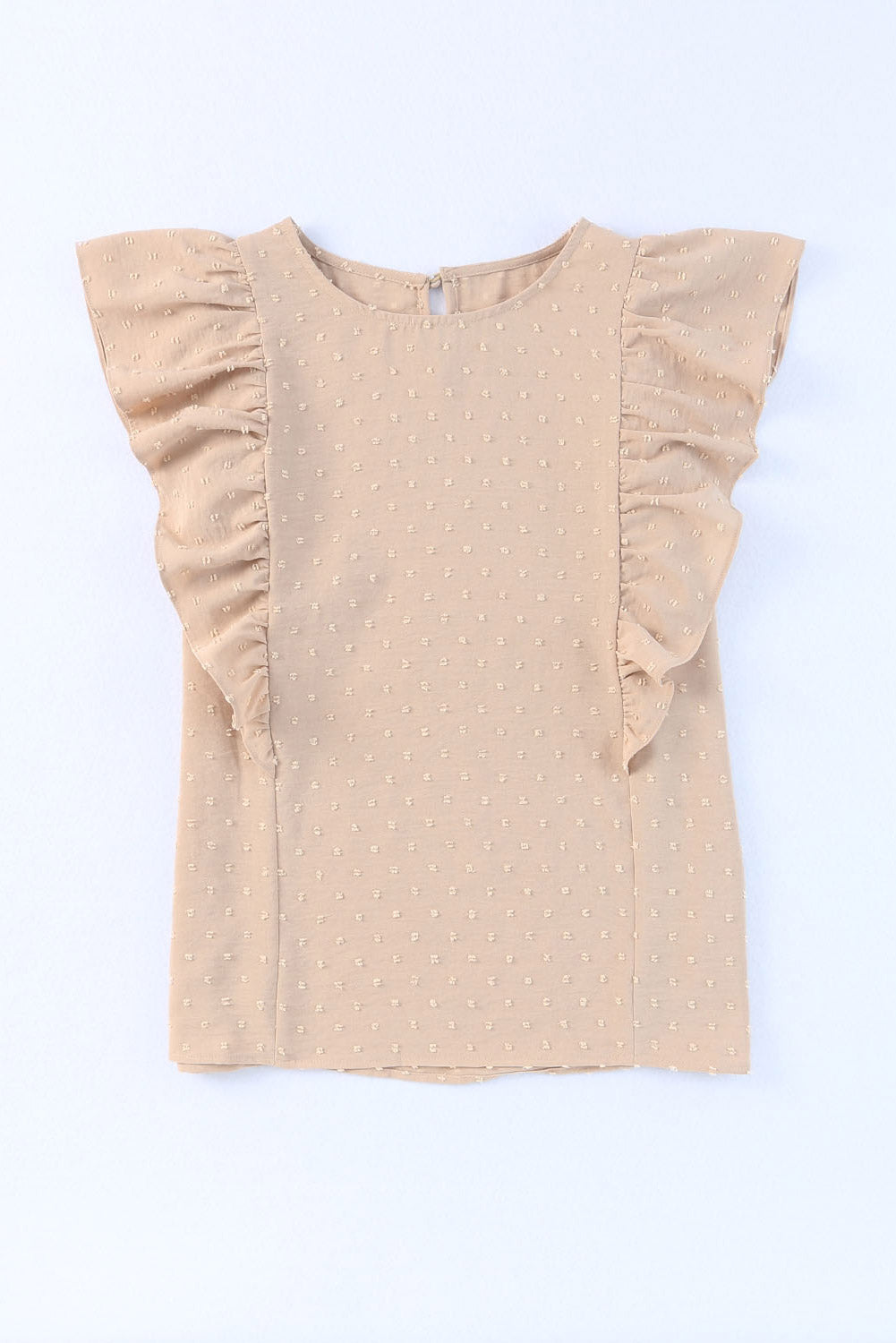 Khaki Swiss Dot Ruffle Armhole Tank Top